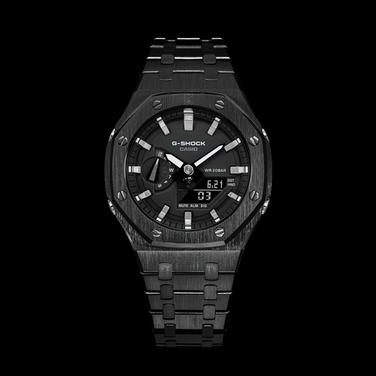 Gshock CasiOak Black - Cadran noir (index acier et argent)