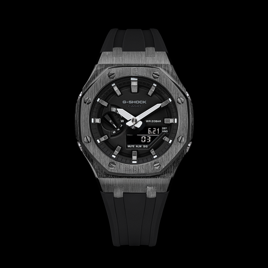 Gshock CasiOak Gunmetal - Black face (Black Resin Straps & Gunmetal Time Markers)
