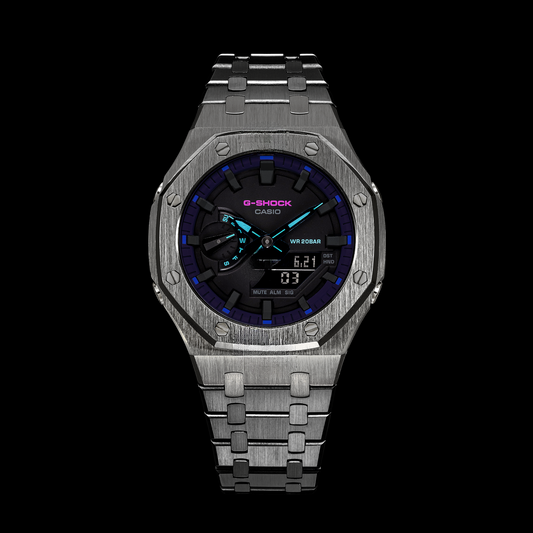 Montre Gshock CasiOak Gunmetal - Cadran VB1A (acier et index noirs)