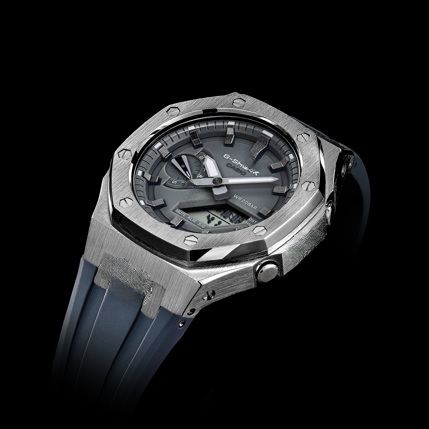 Gshock CasiOak Silver - Cadran gris (bracelets en résine grise et index bronze)